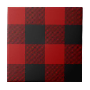 Azulejo Patrón de trapos de tartán rojo trenzado en búf