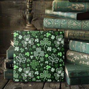 Azulejo Patrón de Trébol Celta Corazones Verdes Irlandeses