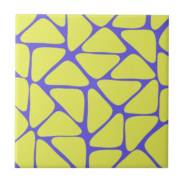 Azulejo Patrón de triángulo geométrico de neón azul verde (Frente)