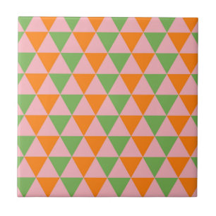 Azulejo Patrón de triángulo geométrico verde naranja