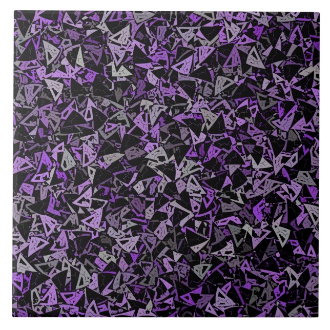 Azulejo Patrón de triángulo negro morado (Frente)