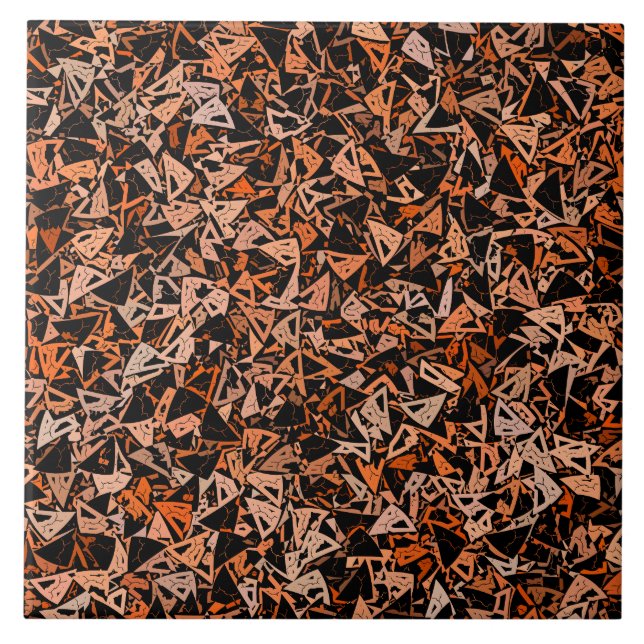 Azulejo Patrón de triángulo negro naranja (Frente)
