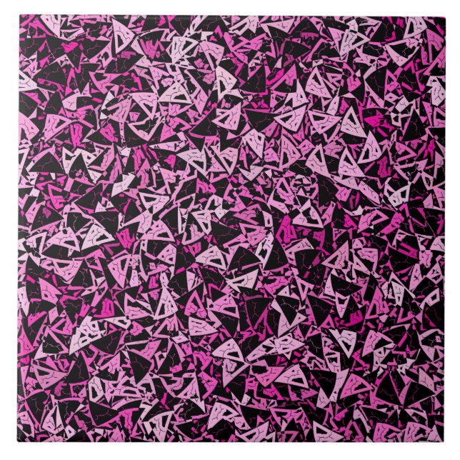 Azulejo Patrón de triángulo negro rosa (Frente)