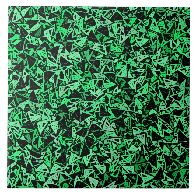 Azulejo Patrón de triángulo negro verde (Frente)