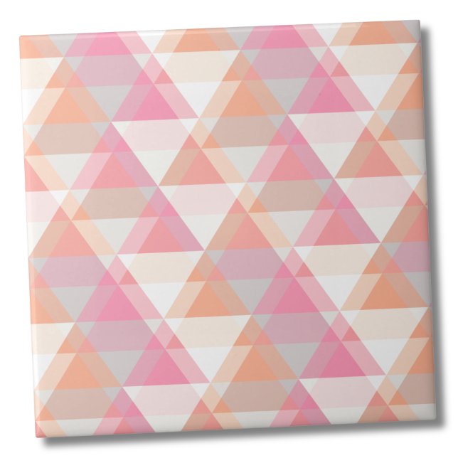 Azulejo Patrón de triángulo rosa moderno (Modern Pink Orange Geometric Triangle Pattern ceramic tile)