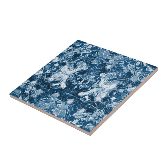 Azulejo Patrón de tribu indígena azul oscuro mosaico (Lado)