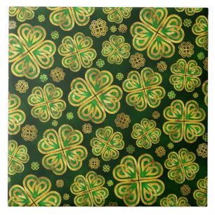 Azulejo Patrón de trono de cuatro hojas de Shamrock irlan