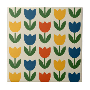 Azulejo Patrón de Tulipán Colorido