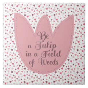Azulejo Patrón de tulipanes rosado sencillo dulce, en toda