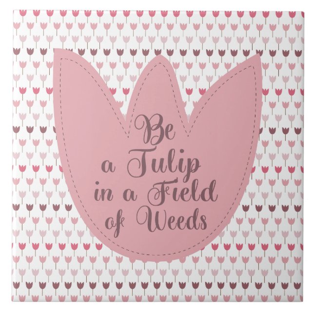 Azulejo Patrón de tulipanes rosados simple (Frente)