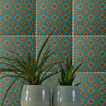 Azulejo Patrón de Turquesa Y Bronce De La Etnia Boho Marro<br><div class="desc">Diseño de baldosas de estilo étnico y decoración que presenta un patrón impecable de color turquesa y bronce al estilo étnico marroquí.</div>