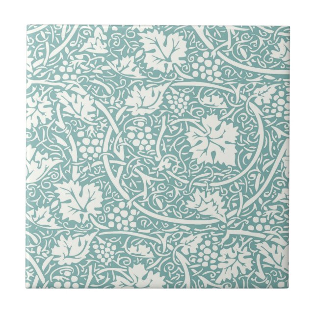 Azulejo Patrón de uva William Morris turquesa (Frente)