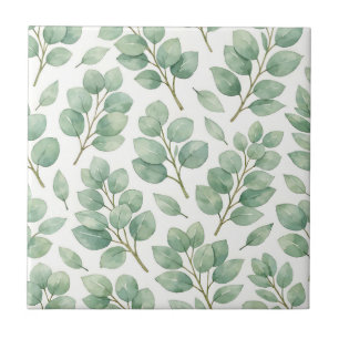 Azulejo Patrón de vegetación de eucalipto en acuarela