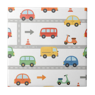 Azulejo Patrón de vehículos de tráfico lindos para niños
