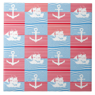 Azulejo Patrón de velero y ancla
