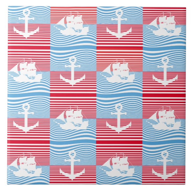 Azulejo Patrón de velero y ancla (Frente)