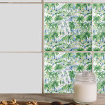 Azulejo Patrón de verano de Charleston Retro | Monograma<br><div class="desc">El diseño presenta un patrón de diseño de estilo retro Charleston con un diseño de acuarela de moda, con su nombre o elección de personalización. Estos tonos ricos y naturales se combinan a la perfección para crear un ambiente de elegancia rústica y un encanto vibrante. Consigue unas baldosas de acento...</div>