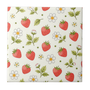 Azulejo Patrón de verano de flor de fresa