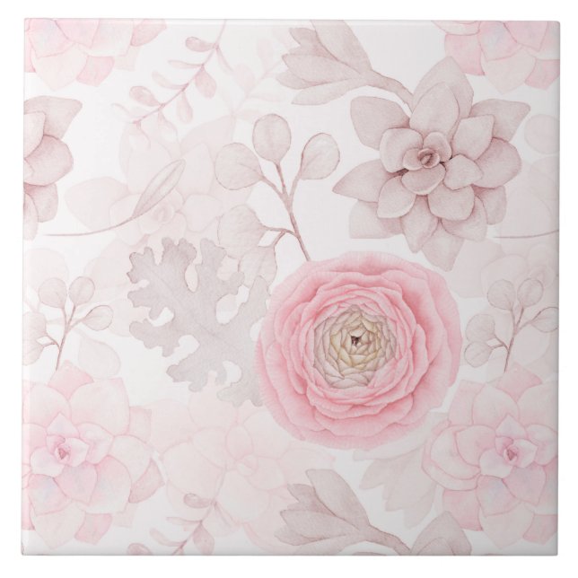 Azulejo Patrón de verano de Ilustracion exitoso de flor ro (Frente)