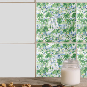 Azulejo Patrón de verano retro Charleston Monograma