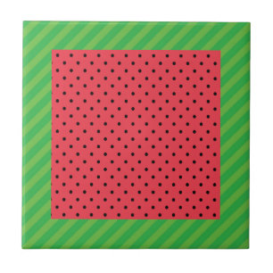 Azulejo Patrón de verano rosa y verde de la sandía