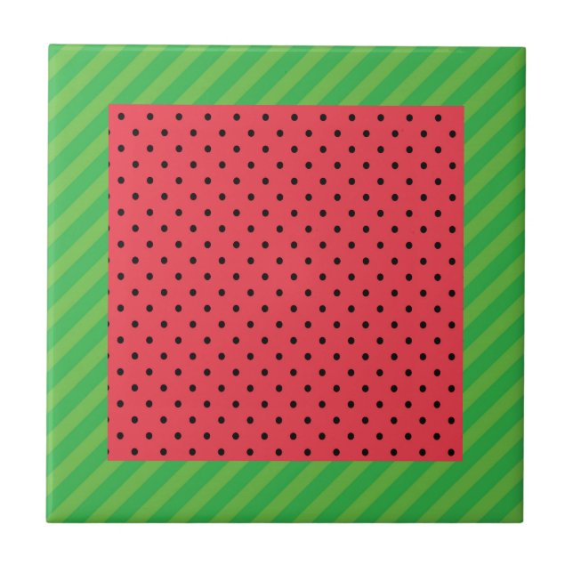 Azulejo Patrón de verano rosa y verde de la sandía (Frente)