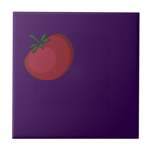 Azulejo Patrón de verduras cortas de tomate morado (Frente)