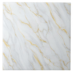 Azulejo Patrón de Veta de Oro de Mármol Blanco