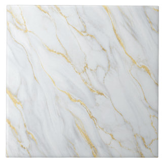 Azulejo Patrón de Veta de Oro de Mármol Blanco