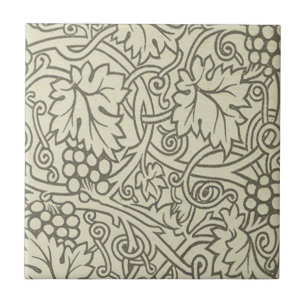 Azulejo Patrón de vid de uva gris verde de William Morris