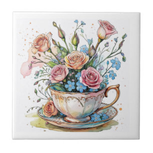 Azulejo Patrón de vid floral – Arte boho de acuarela suave