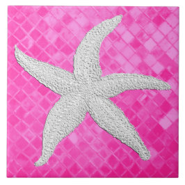 Azulejo Patrón de vidrio blanco de mar rosa Starfish