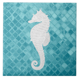 Azulejo Patrón de vidrio marino Aqua de caballete blanco