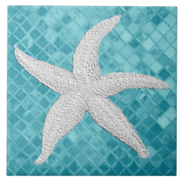 Azulejo Patrón de vidrio marino de pez estrella blanco