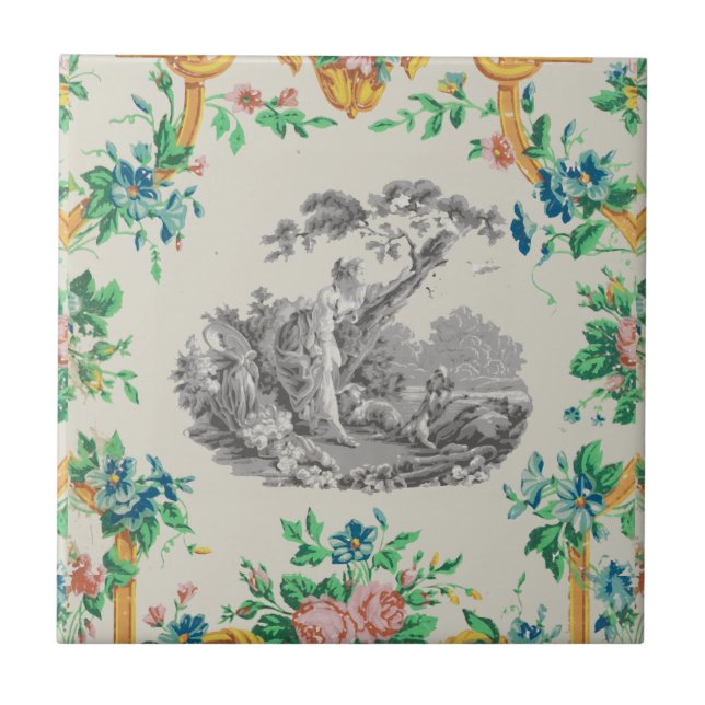 Azulejo Patrón de Vignette Rococo François Boucher Francés (Frente)