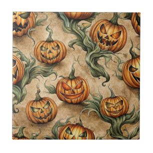 Azulejo Patrón de Vino de Halloween de época Jack-O-Lanter