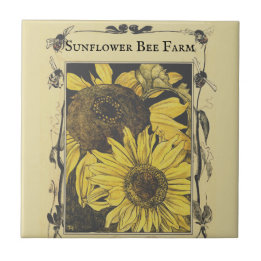Azulejo Patrón de vintage del diseño del girasol de Bee