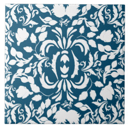 Azulejo Patrón de William Morris de color blanco y azul ma