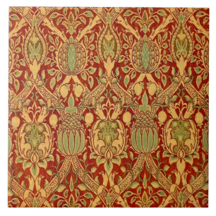 Azulejo Patrón de William Morris rojo Turquesa dorado