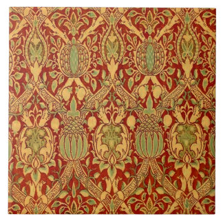 Azulejo Patrón de William Morris rojo Turquesa dorado