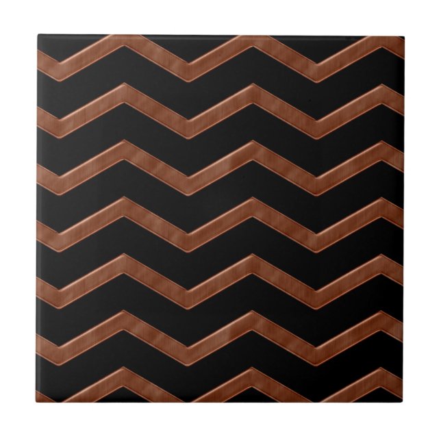 Azulejo Patrón de Zig Zag de Bronce Metálico (Frente)
