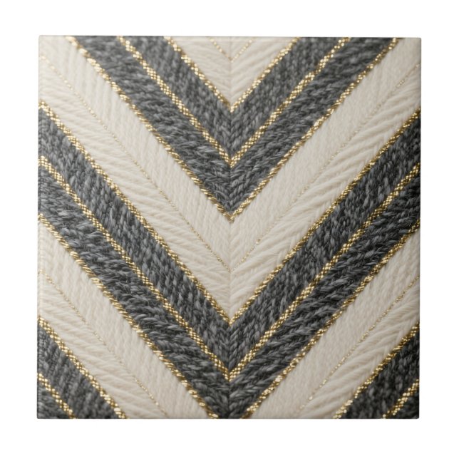 Azulejo Patrón de zigzag Chevron Glam (Frente)