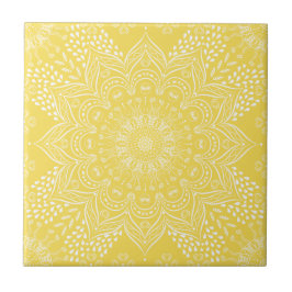 Azulejo Patrón decorativo elegante Mandala Amarillo