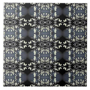 Azulejo Patrón decorativo en blanco y negro