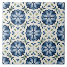 Patrón Delft Holandés Azul