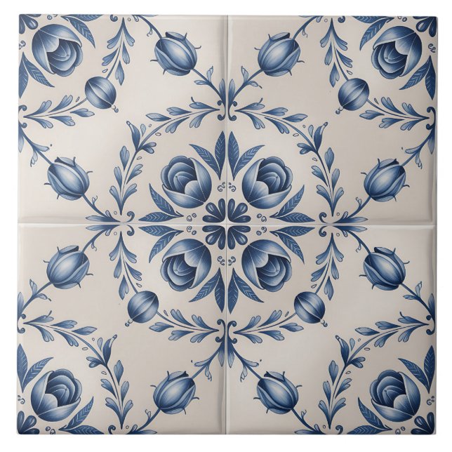 Azulejo Patrón Delft Holandés Azul (Frente)