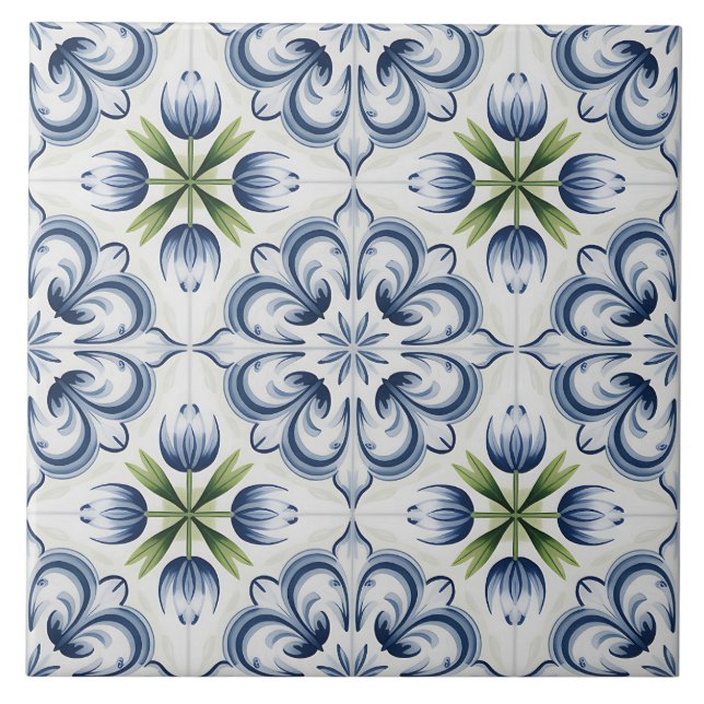 Azulejo Patrón Delft Holandés Azul (Frente)