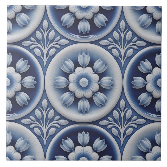 Azulejo Patrón Delft Holandés Azul (Frente)