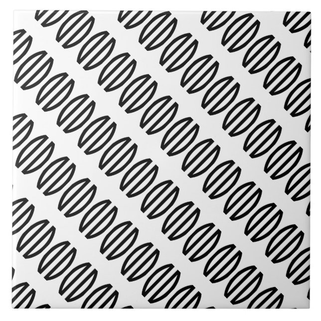 Azulejo Patrón diagonal art decó en blanco y negro (Frente)