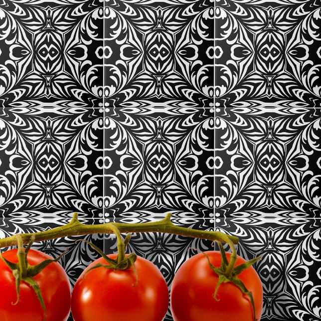 Azulejo Patrón elegante de Damasco en blanco y negro (Subido por el creador)